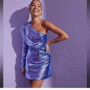 Bardot One Shoulder Sequin Dress Blue/Purple NWT size 8